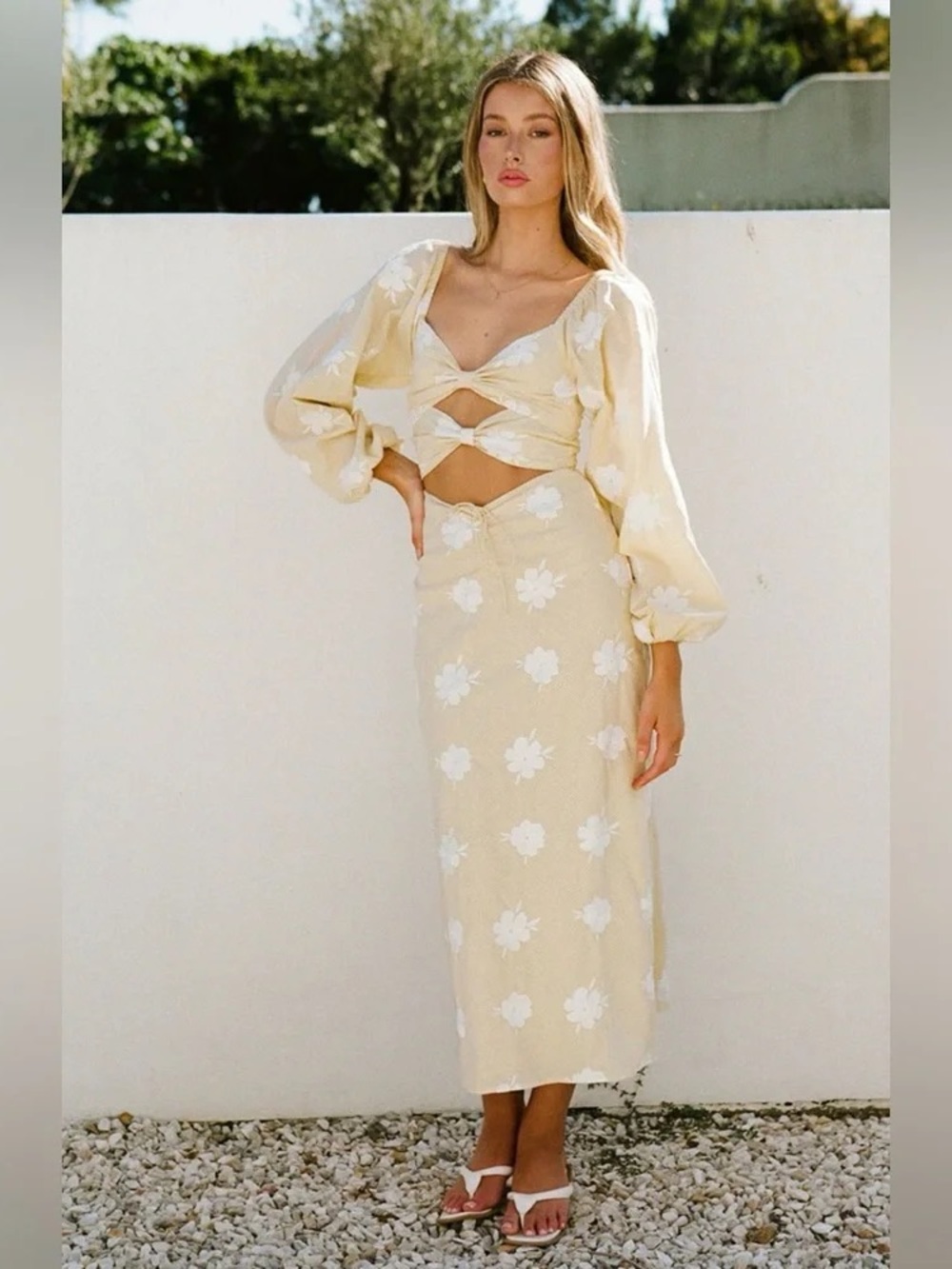 Sabo Skirt Butter Yellow Dress with Cute Cut Outs